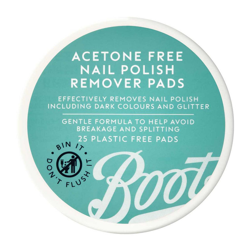 Boots nail polish remover pads acetone free 25s - British product