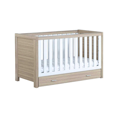 Boots Babymore Luno Cot Bed With Drawer Oak White- Buy online at McGrocer