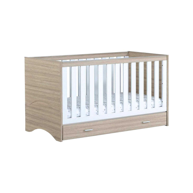 Babymore Veni cot bed oak white nursery furniture - British product