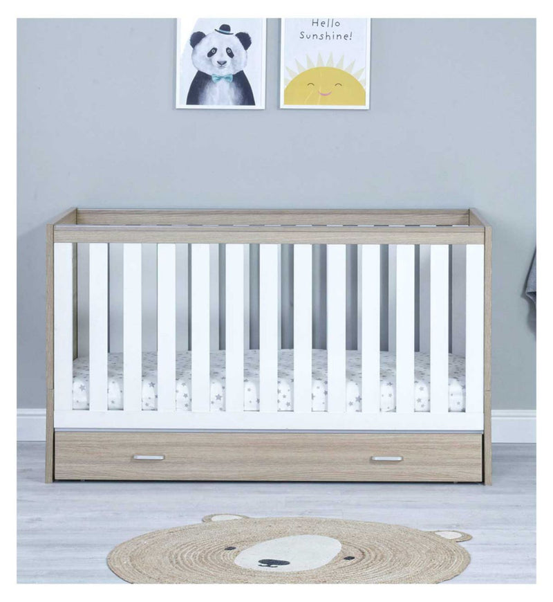 Babymore Veni cot bed oak white nursery furniture - British product
