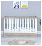 Babymore Veni cot bed oak white nursery furniture - British product