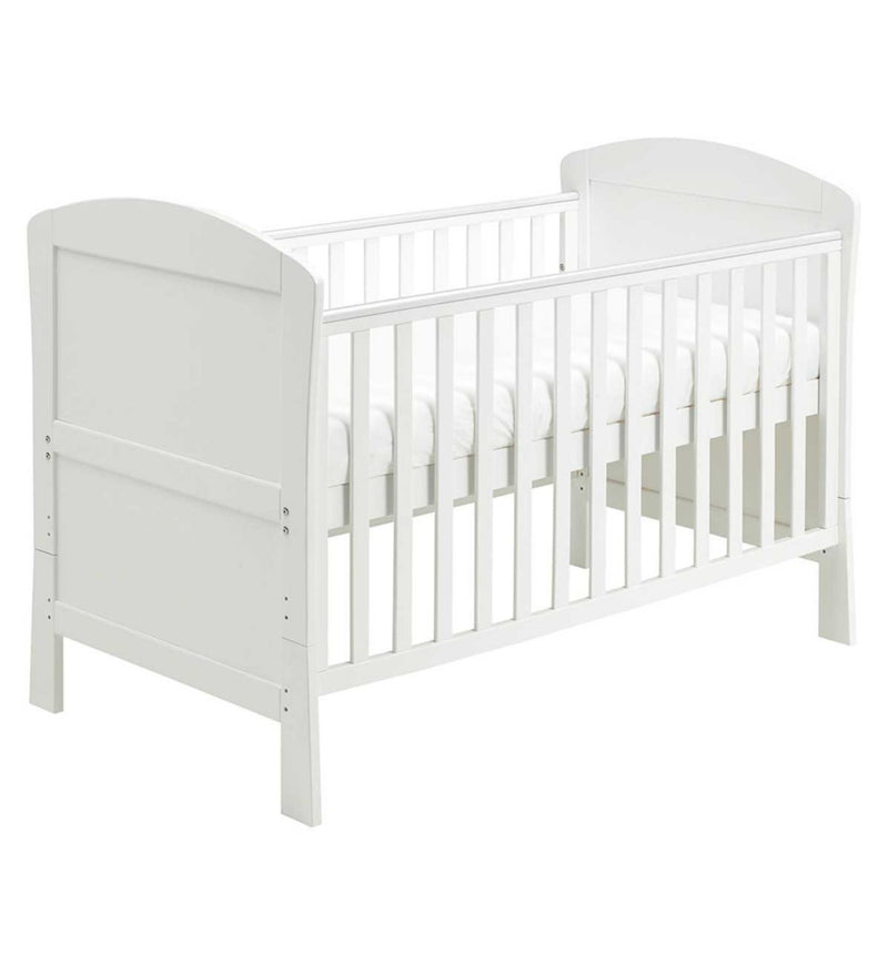 Babymore Aston Dropside Cot Bed White - British product