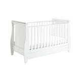 Babymore stella sleigh cot bed dropside with drawer - British product