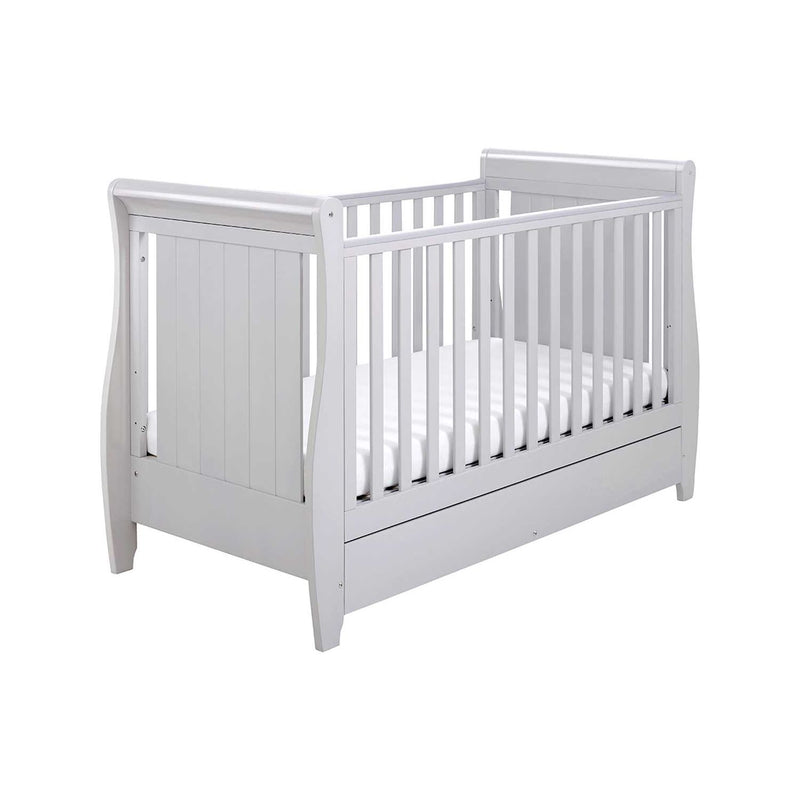 Babymore Stella Sleigh Cot Bed with Drawer Grey - British product
