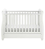 Babymore Eva Sleigh Cot Bed Dropside Drawer White - British product