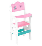 Wooden doll high chair and cradle set with bedding (British brand)
