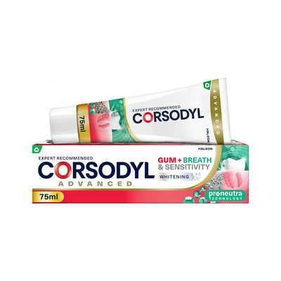 Boots Corsodyl Gum+ Breath & Sensitivity Whitening Toothpaste Peppermint 75ml- Buy online at McGrocer