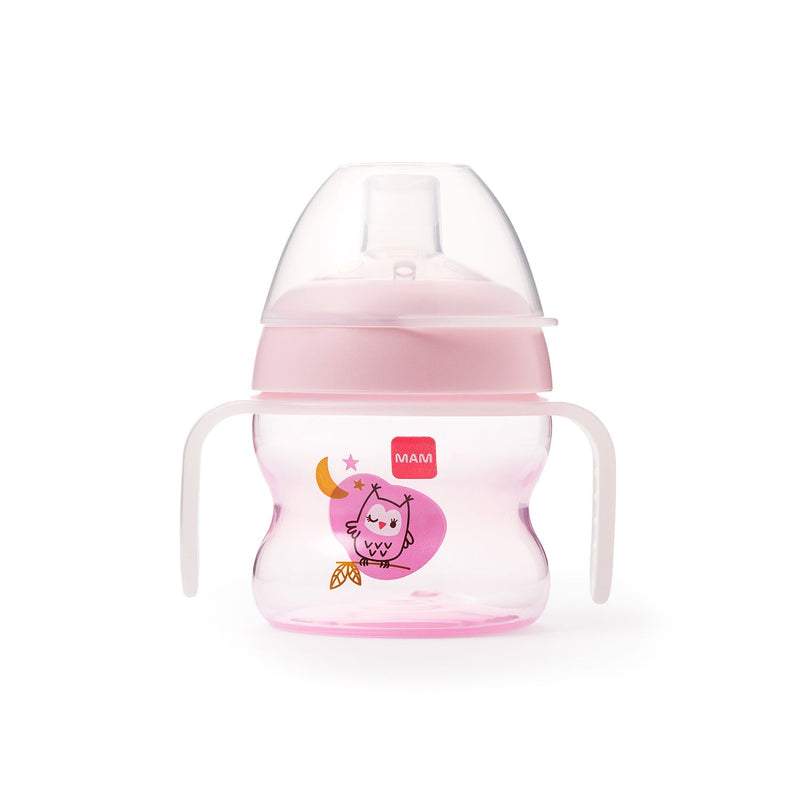 MAM starter cup pink glow handles 150ml, imported from the UK
