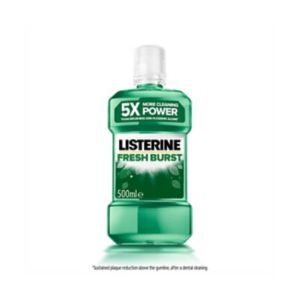 Listerine Fresh Burst mouthwash 500ml, imported from the UK