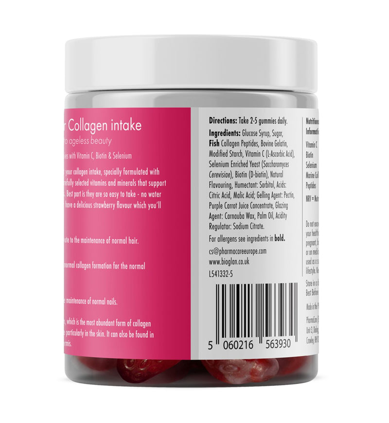 Bioglan Beauty Collagen Strawberry Flavour Gummies 60 - British product