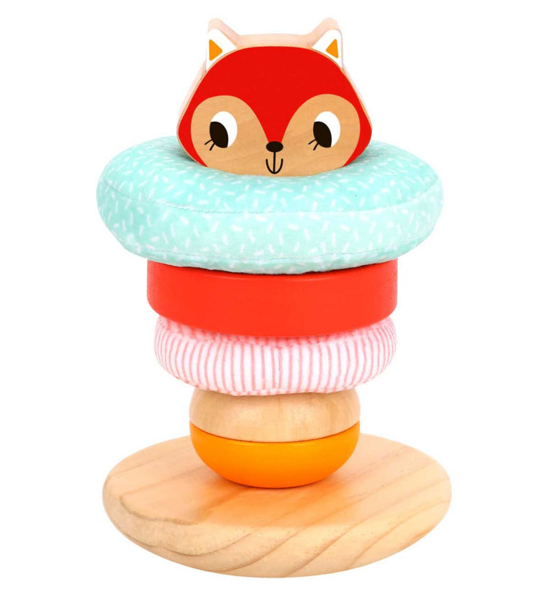 Tooky Toy wooden fox tower stacking toy - British product