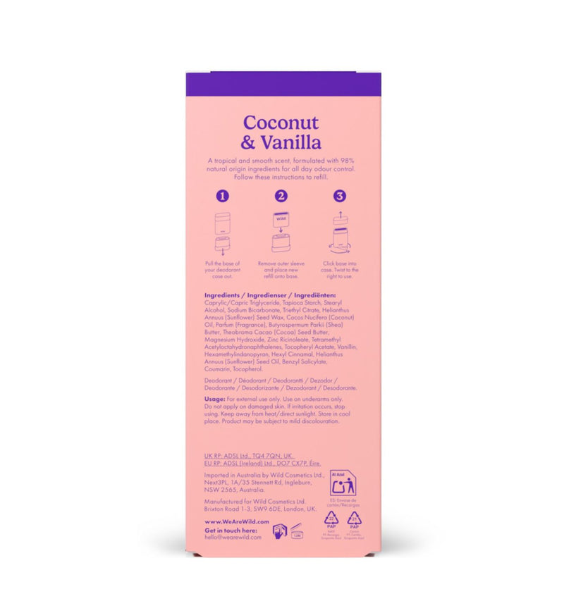 Wild Coconut and Vanilla Deodorant Refill Starter Pack (British brand)