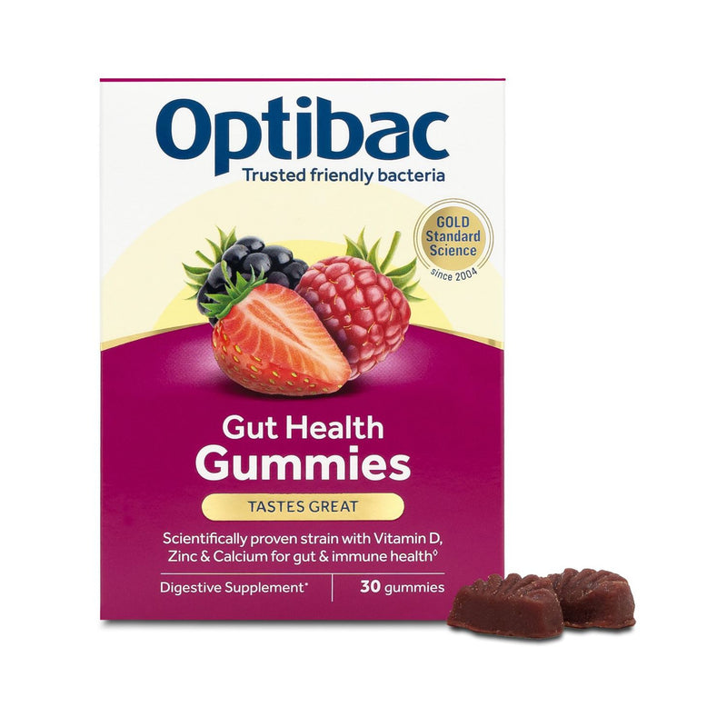 Optibac Gut Health Gummies Mixed Berry 30 Count, imported from the UK