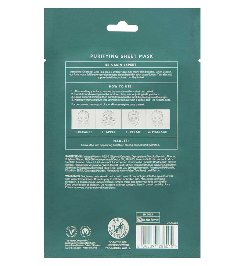 Boots Men Expert charcoal sheet mask - British product