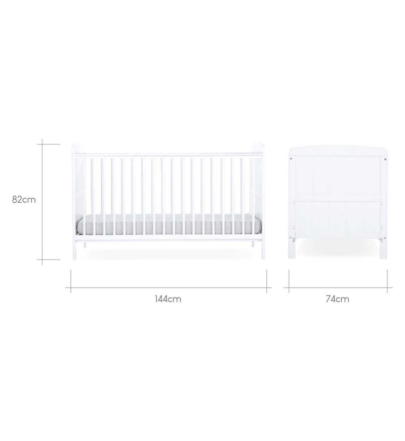 CuddleCo Juliet Cot Bed With Mattress White - British product
