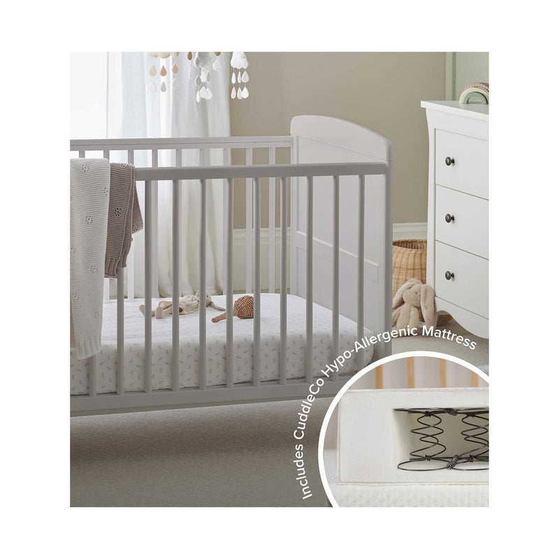 CuddleCo Juliet Cot Bed with Mattress Dove Grey - British product