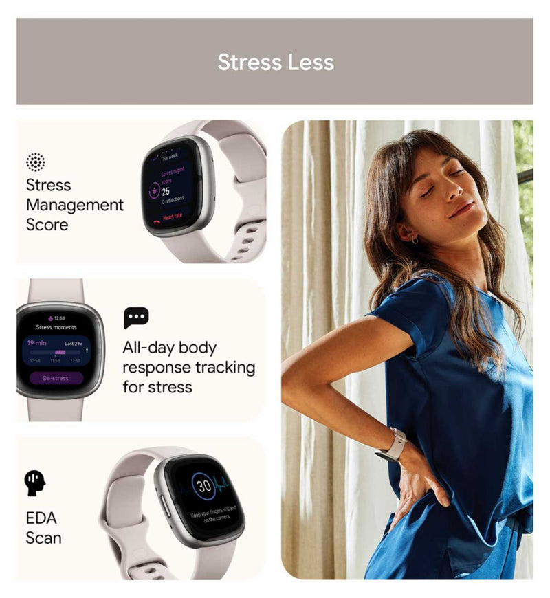 Fitbit Sense 2 Lunar White smartwatch (British brand)