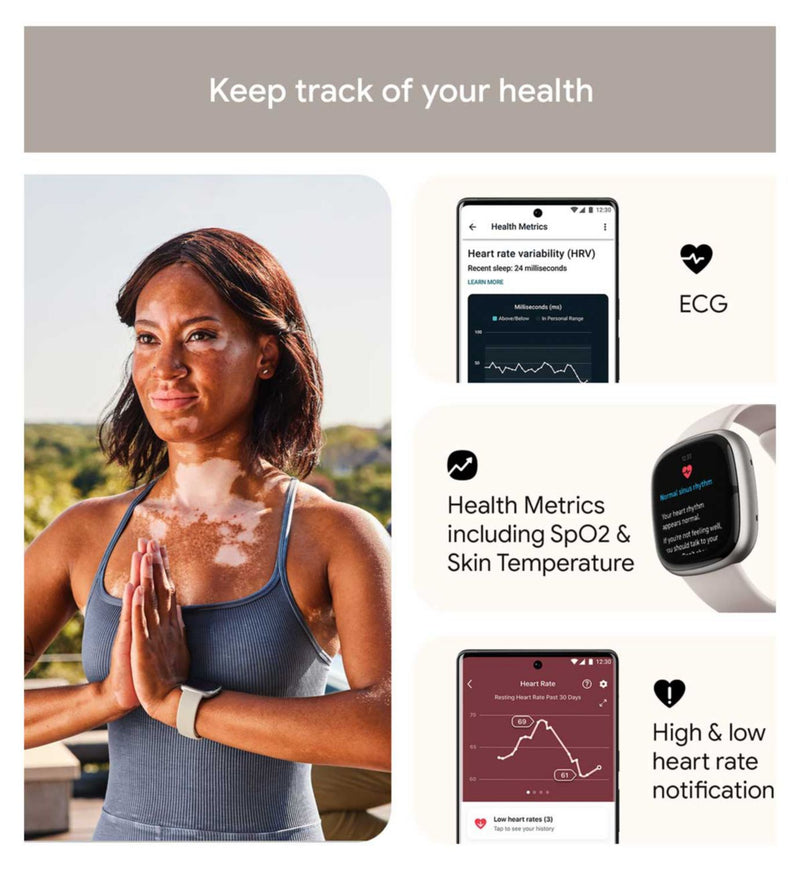 Fitbit Sense 2 Lunar White smartwatch (British brand)