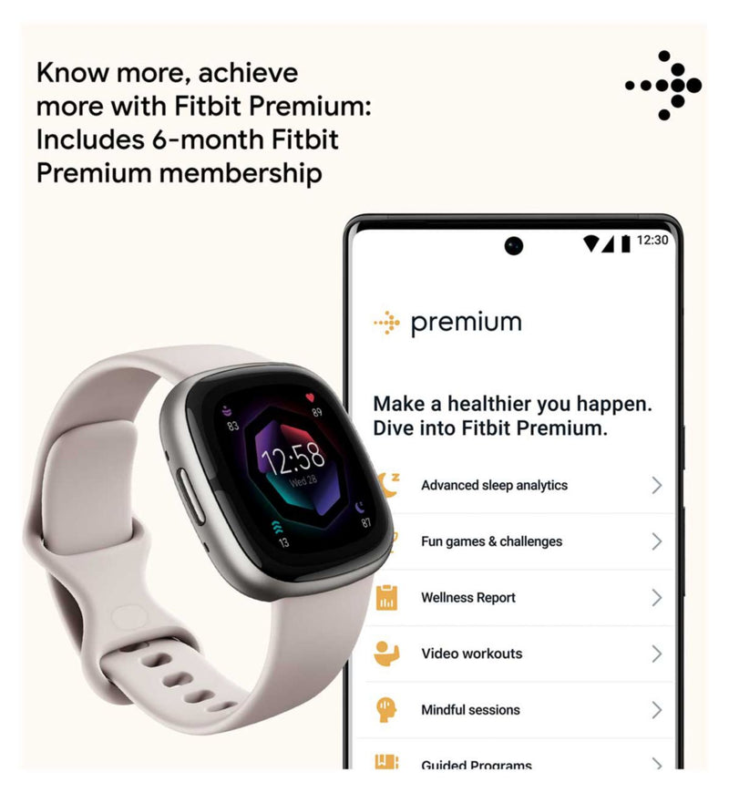 Fitbit Sense 2 Lunar White smartwatch (British brand)
