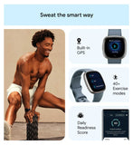 Fitbit Versa 4 fitness smartwatch Waterfall Blue (British brand)