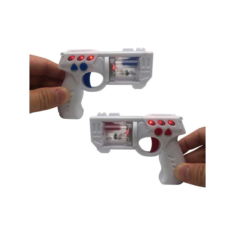 Pocket-sized mini laser tag set with keychain blasters, UK version
