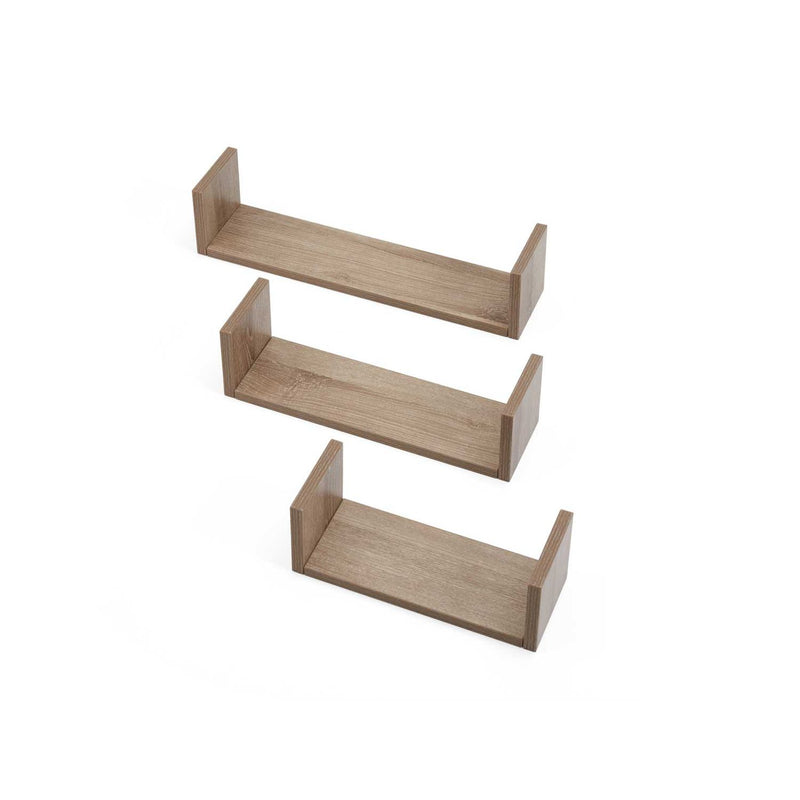 Tutti Bambini Modena U-shaped wall shelves set of three oak (British brand)