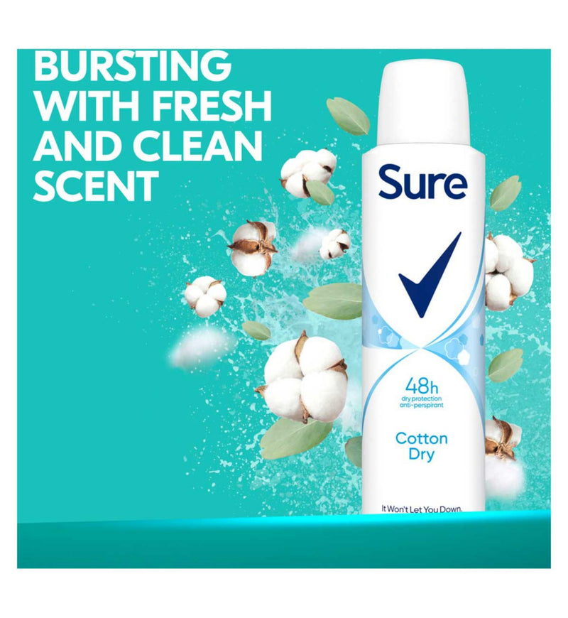 Sure Antiperspirant Spray Cotton Dry 200ml (British brand)