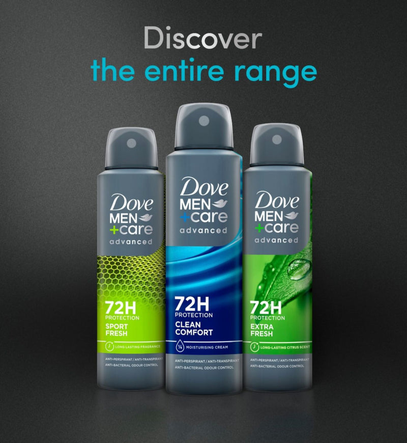 Dove Men+Care Advanced Clean Comfort Anti-Perspirant Spray 150ml, imported from the UK