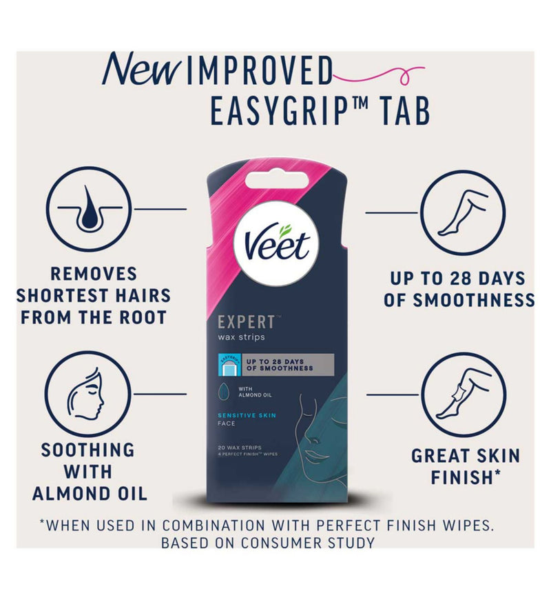 Veet wax strips face sensitive skin 20s - British product