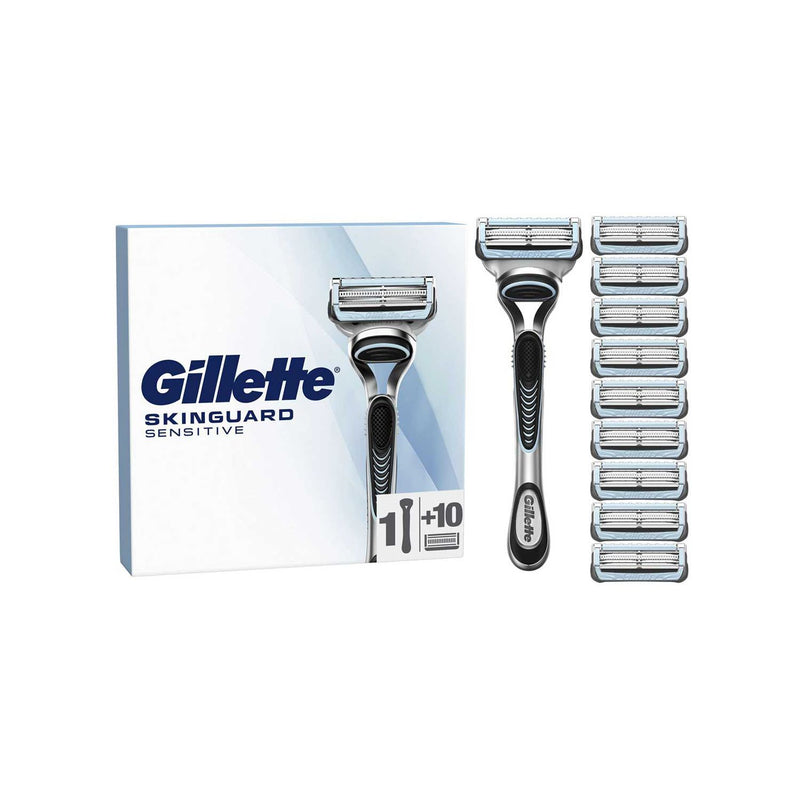 Gillette SkinGuard Sensitive men's razor with 10 blade refills (British brand)