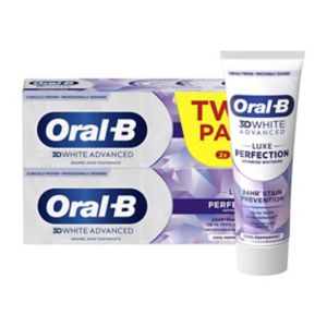 Oral-B 3D White Luxe Perfection toothpaste 2 x 75ml, imported from the UK