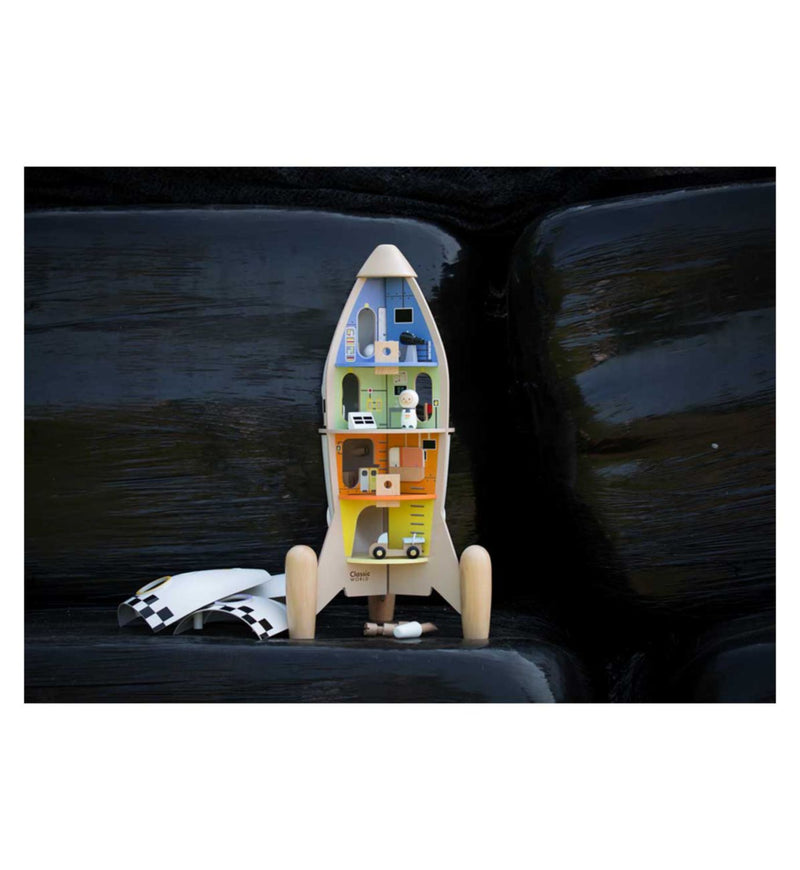 Classic World wooden rocket ship 51 pieces, imported from the UK