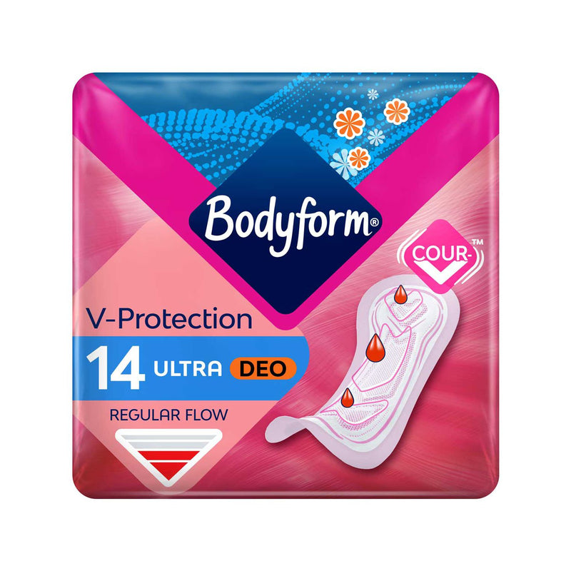 Bodyform Cour-V Ultra Normal scented sanitary towels 14 pack, imported from the UK