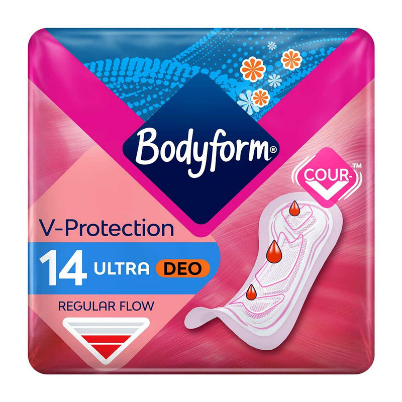 Bodyform Cour-V Ultra Normal scented sanitary towels 14 pack, imported from the UK