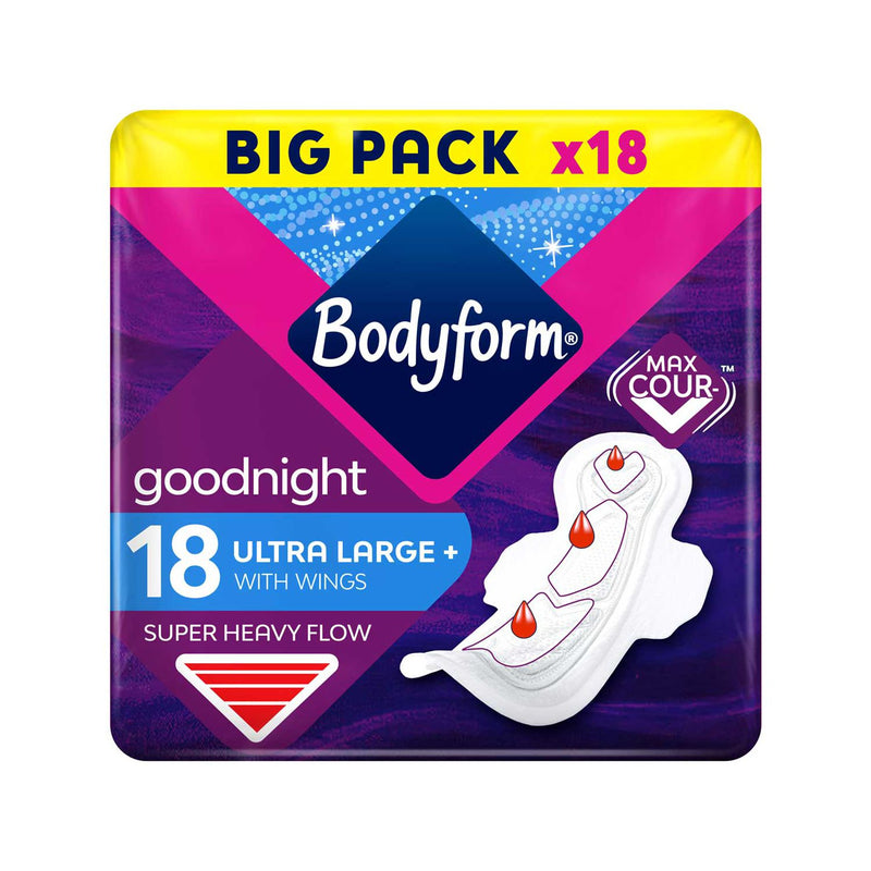 Bodyform Night Sanitary Towels Wings 18 pack - British product