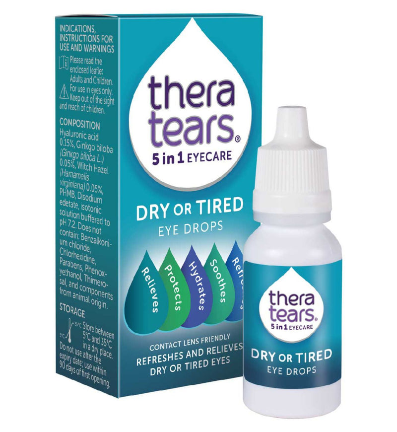 TheraTears Dry or Tired Eye Drops 10ml, imported from the UK