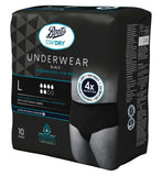 Boots Staydry Men's Black Underwear Large 10 Pack - British product