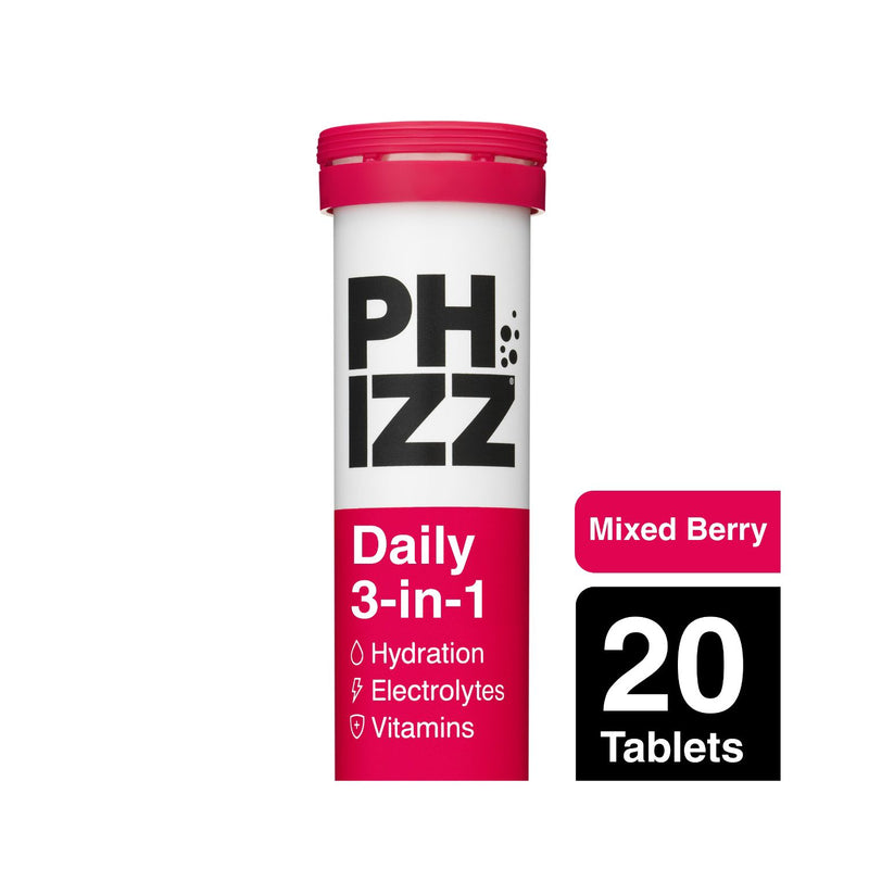 Phizz Mixed Berry Effervescent Tablets 20 Pack, imported from the UK