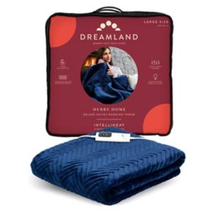 Dreamland Velvet Herringbone Throw Navy Blue - British product