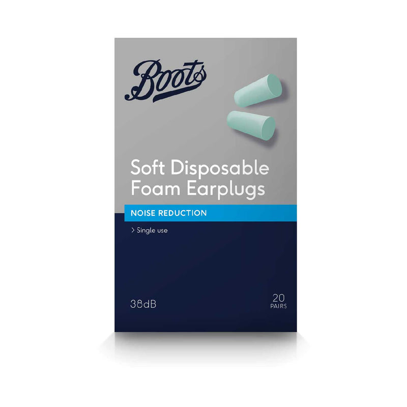 Boots soft disposable foam earplugs 20 pairs, UK version