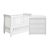 Boots Babymore Eva 2 Piece Sleigh Cot Bed Changing Chest White- Buy online at McGrocer