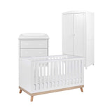 Babymore Mona 3-teiliges Zimmer-Set, weißes Kinderbett-Schlafzimmermöbel