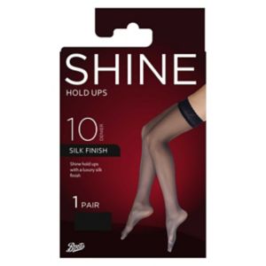 Boots 10 denier ultra shine hold ups black M/L, UK version