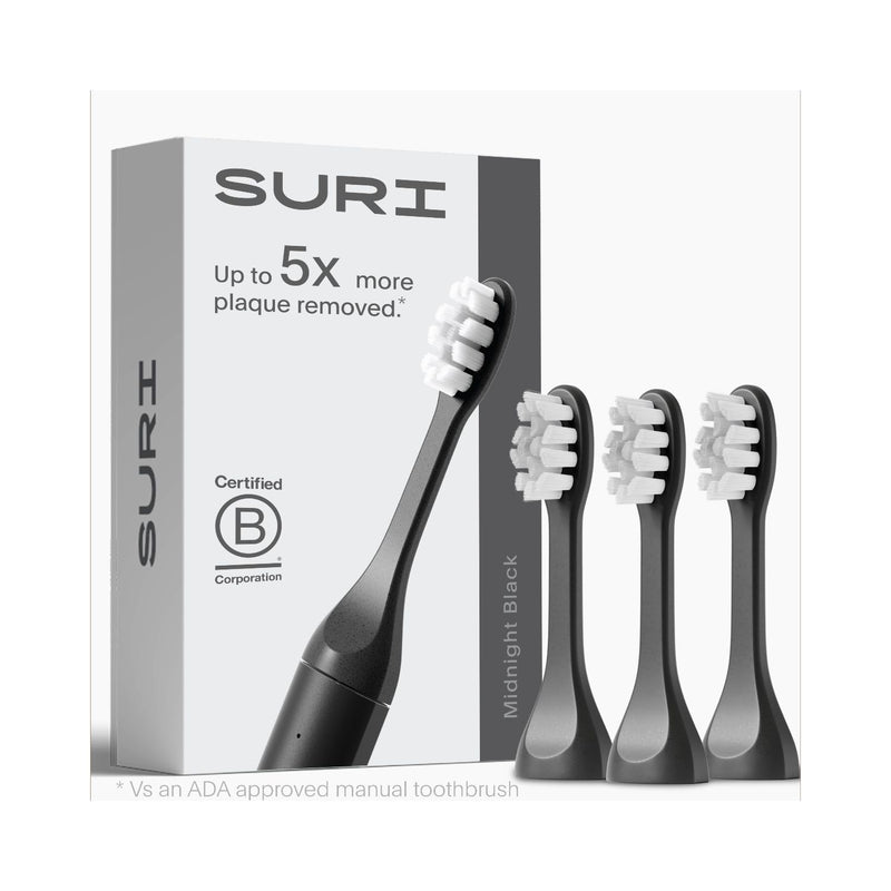 SURI black replacement toothbrush heads, UK version
