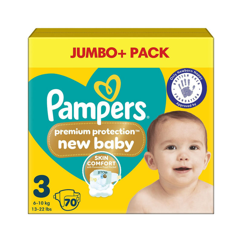 Pampers baby nappies size 3 jumbo pack 70 count, imported from the UK