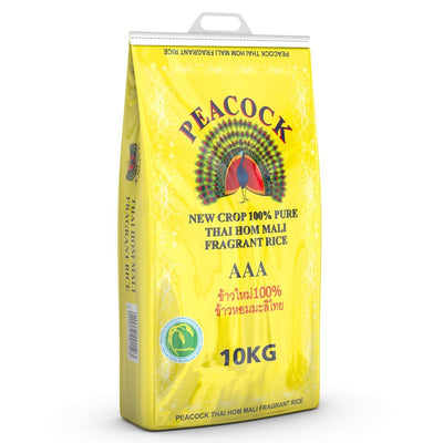 Costco UK Peacock Thai Hom Mali Fragrant Rice 10kg- Buy online at McGrocer