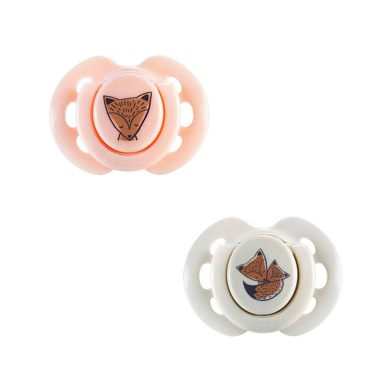 Tommee Tippee Fun Soothers Symmetrical 0-6m 2 Pack, imported from the UK