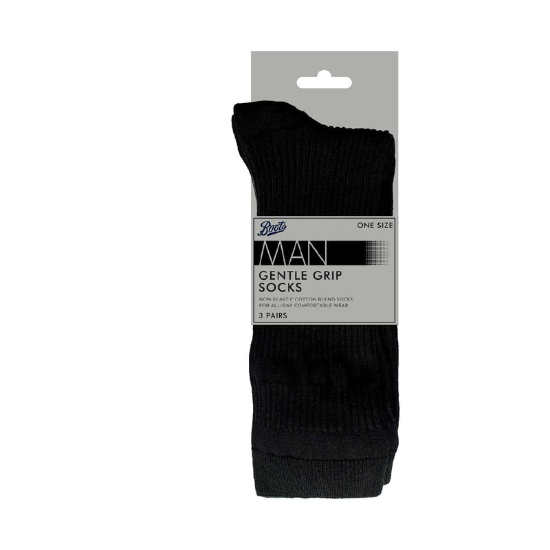 Boots Men's Cotton Gentle Grip Socks 3 Pair Pack - British product