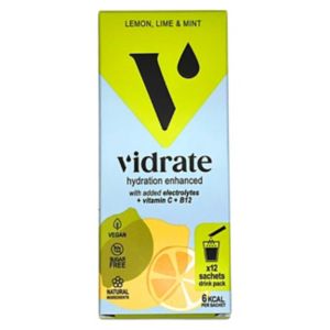 ViDrate lemon lime mint electrolyte powder 12 sachets (British brand)