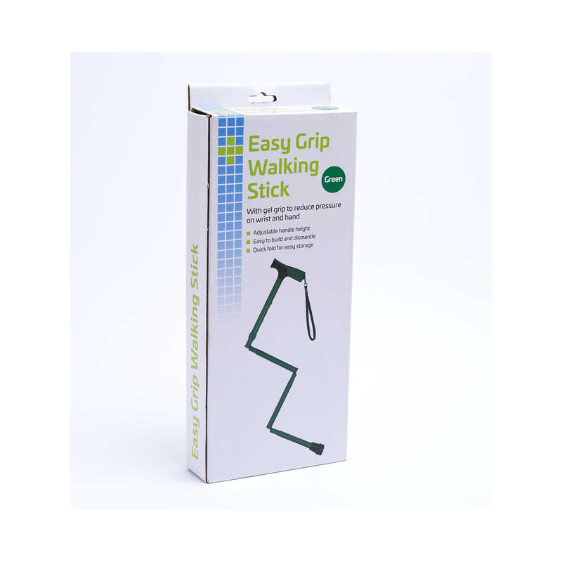 Crest Easy Grip Folding Walking Stick Green - British product